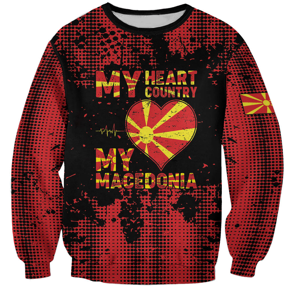 Personalised My Heart My Country My Macedonia Sweatshirt Grunge Style