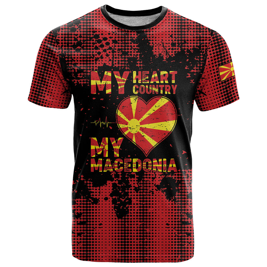 Personalised My Heart My Country My Macedonia T Shirt Grunge Style