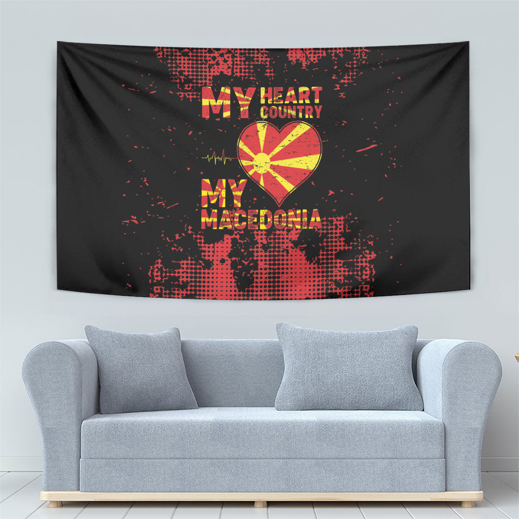 My Heart My Country My Macedonia Tapestry Grunge Style