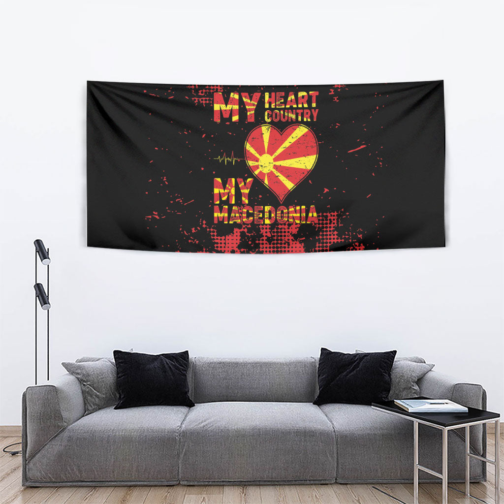 My Heart My Country My Macedonia Tapestry Grunge Style
