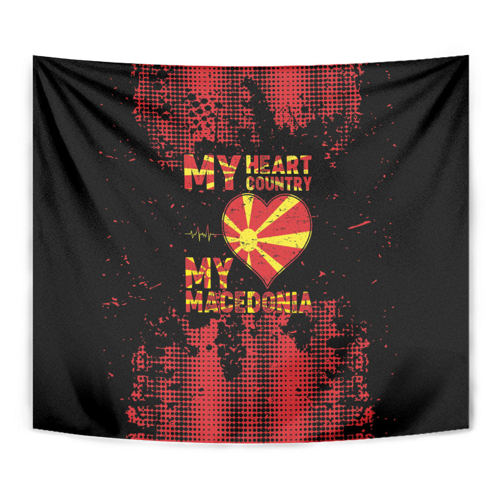 My Heart My Country My Macedonia Tapestry Grunge Style