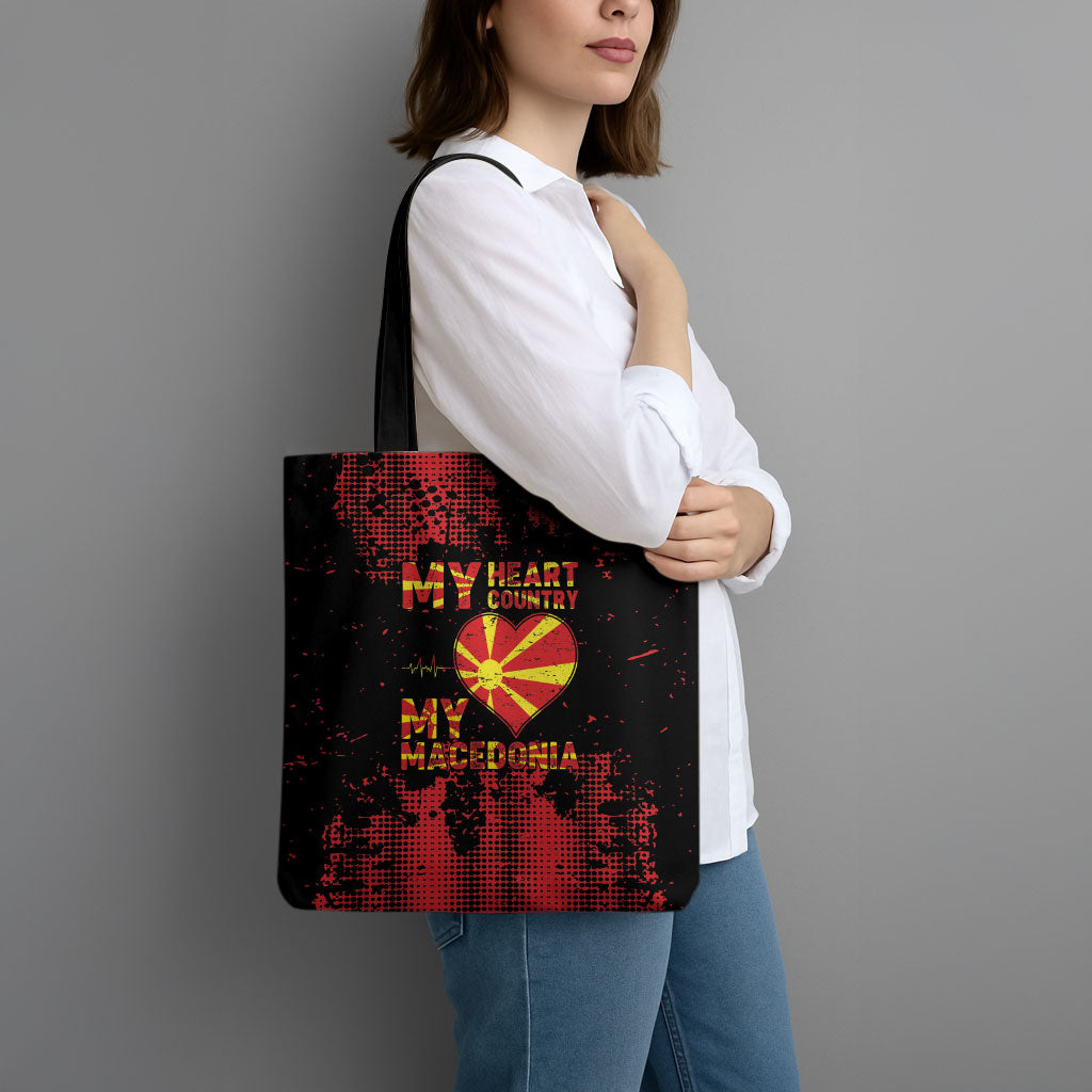 My Heart My Country My Macedonia Tote Bag Grunge Style