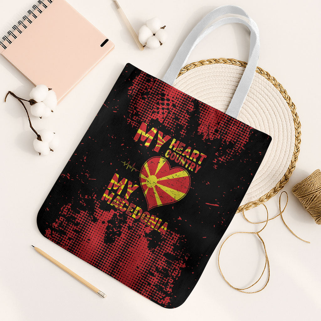My Heart My Country My Macedonia Tote Bag Grunge Style