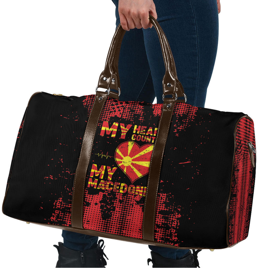 My Heart My Country My Macedonia Travel Bag Grunge Style