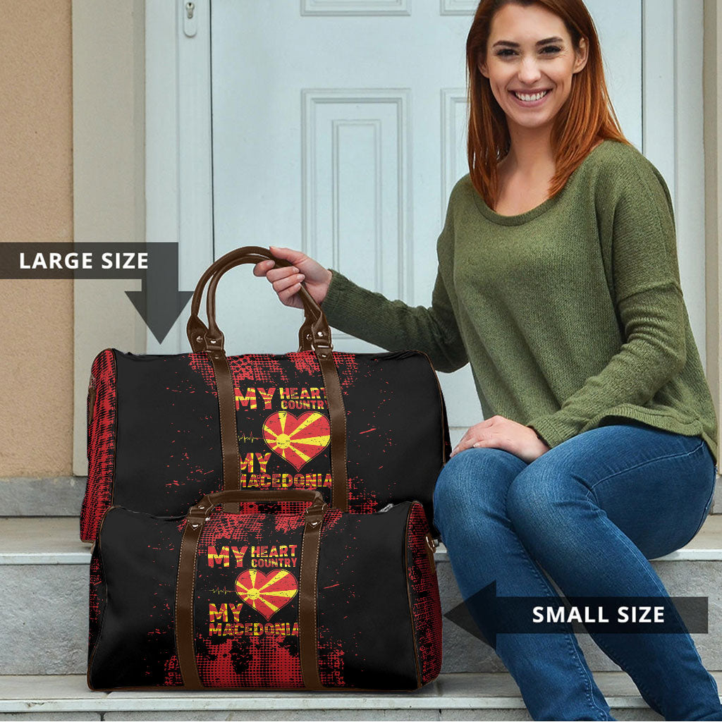 My Heart My Country My Macedonia Travel Bag Grunge Style