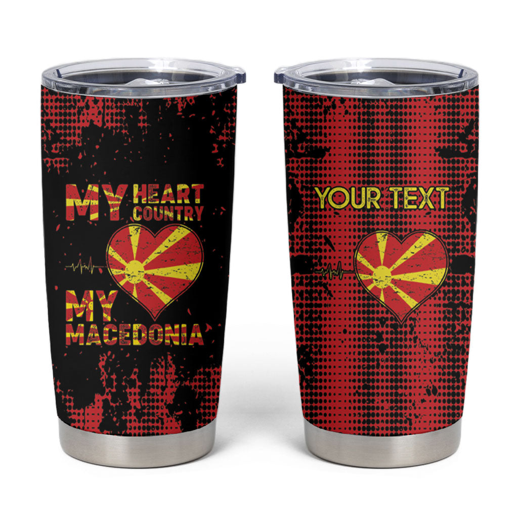 Personalised My Heart My Country My Macedonia Tumbler Cup Grunge Style