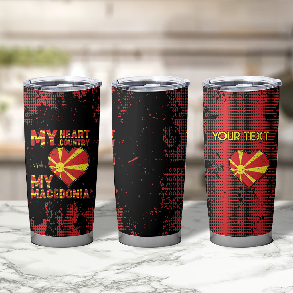 Personalised My Heart My Country My Macedonia Tumbler Cup Grunge Style