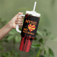 Personalised My Heart My Country My Macedonia Tumbler With Handle Grunge Style