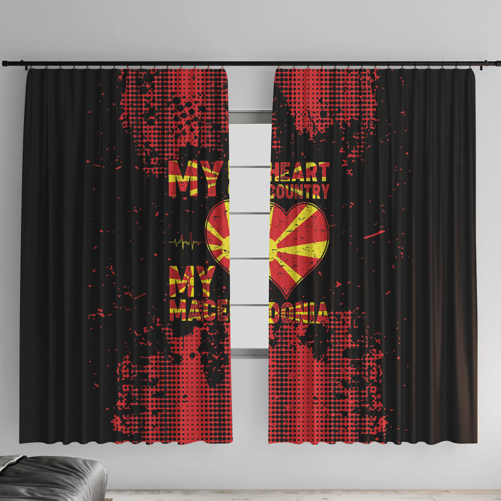 My Heart My Country My Macedonia Window Curtain Grunge Style