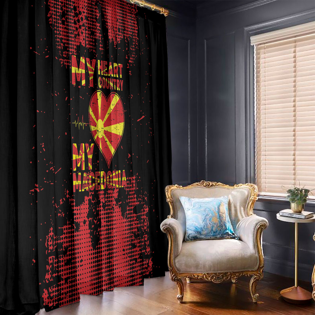 My Heart My Country My Macedonia Window Curtain Grunge Style