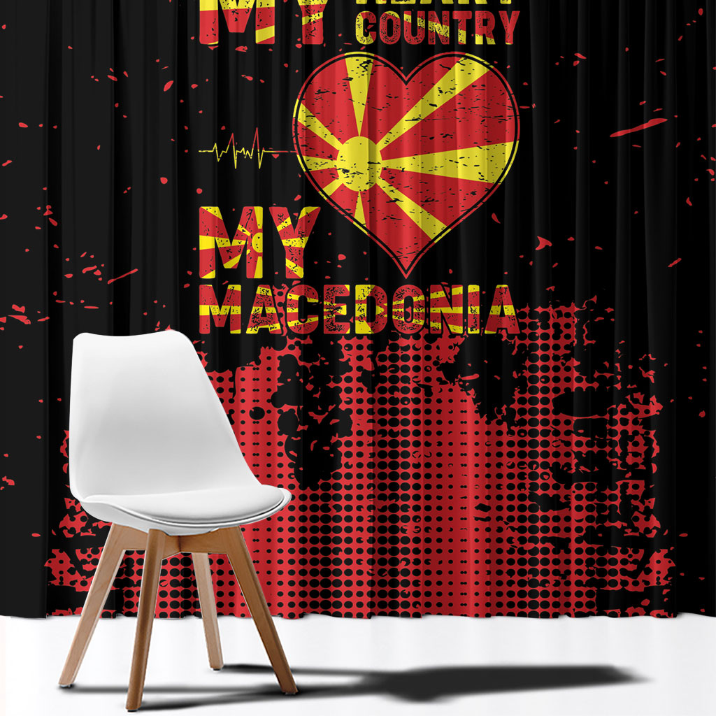 My Heart My Country My Macedonia Window Curtain Grunge Style