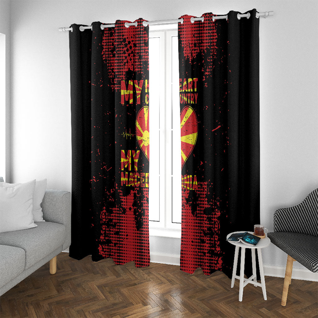 My Heart My Country My Macedonia Window Curtain Grunge Style