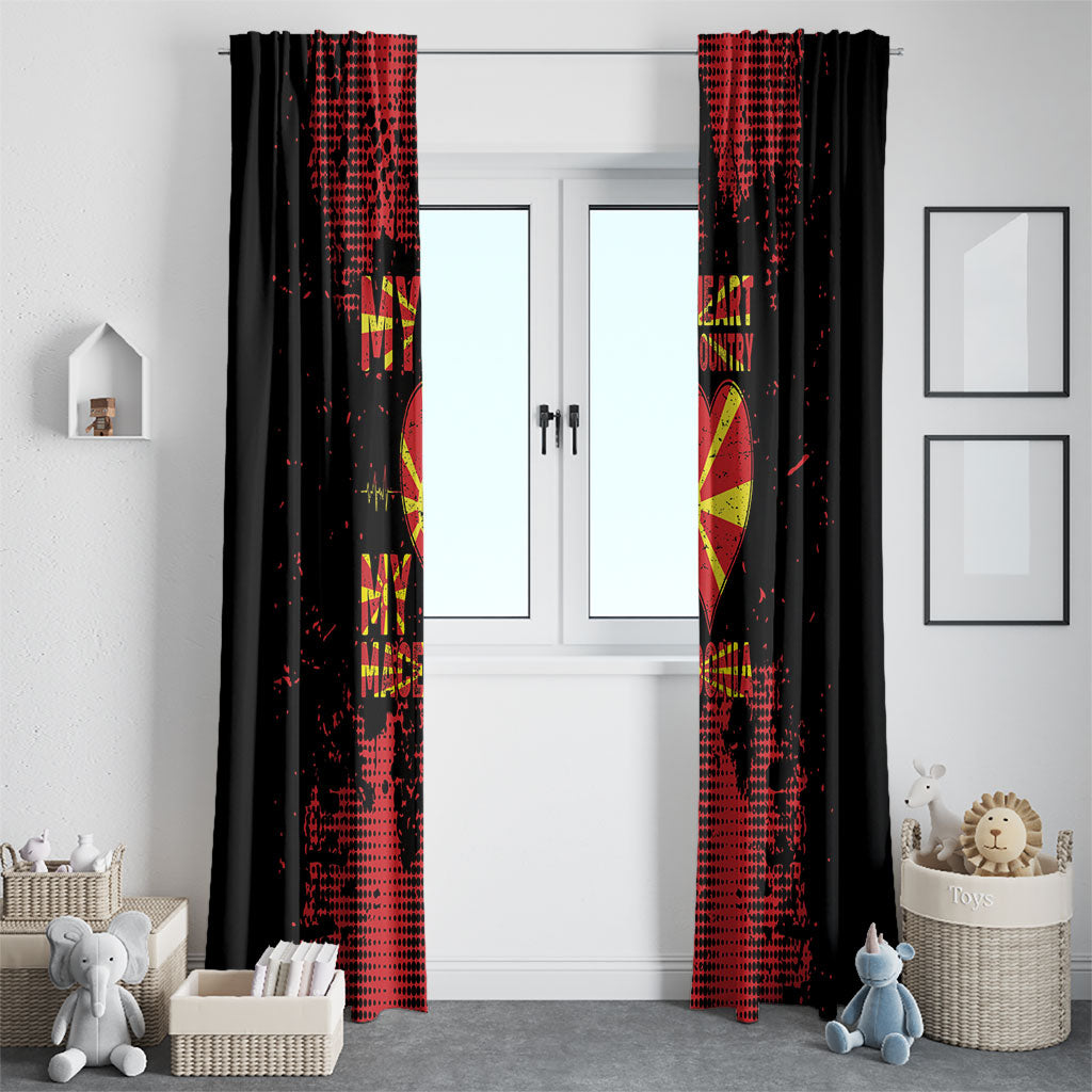 My Heart My Country My Macedonia Window Curtain Grunge Style