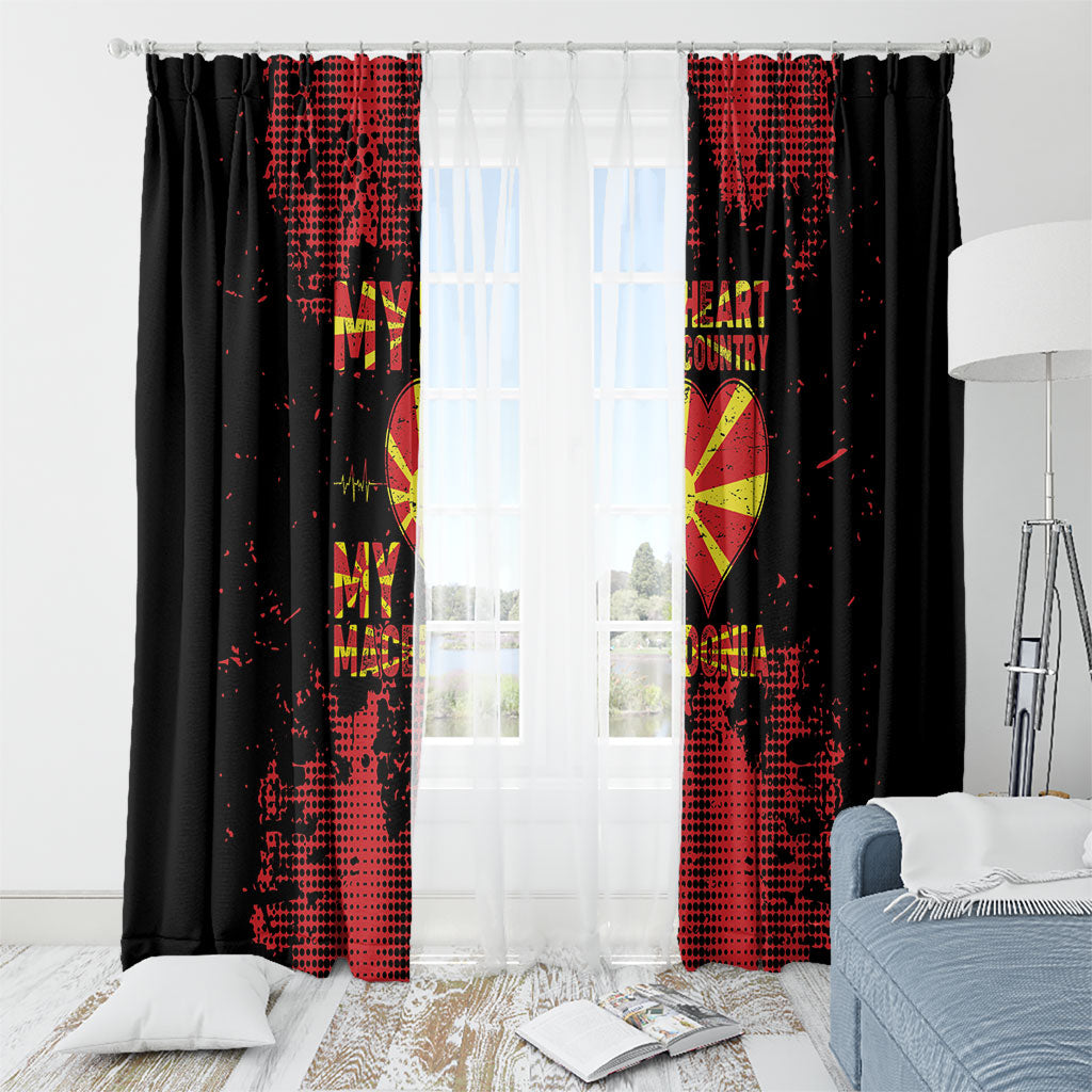 My Heart My Country My Macedonia Window Curtain Grunge Style