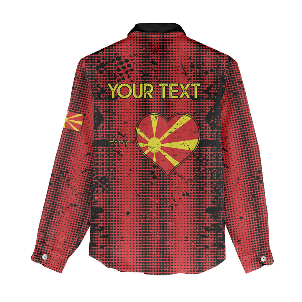 Personalised My Heart My Country My Macedonia Women Casual Shirt Grunge Style