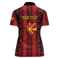 Personalised My Heart My Country My Macedonia Women Polo Shirt Grunge Style