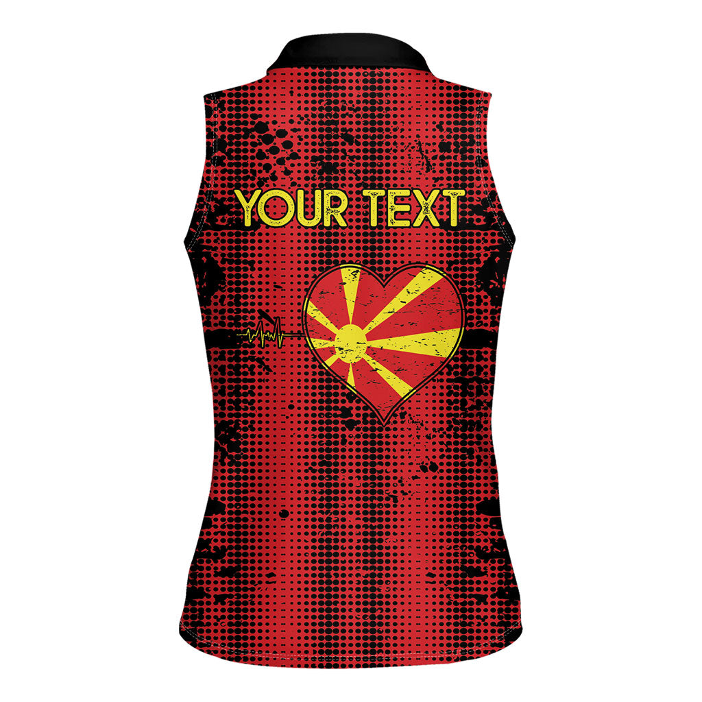 Personalised My Heart My Country My Macedonia Women Sleeveless Polo Shirt Grunge Style