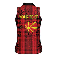 Personalised My Heart My Country My Macedonia Women Sleeveless Polo Shirt Grunge Style