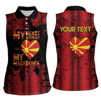 Personalised My Heart My Country My Macedonia Women Sleeveless Polo Shirt Grunge Style