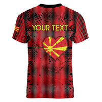 Personalised My Heart My Country My Macedonia Women V-Neck T-Shirt Grunge Style