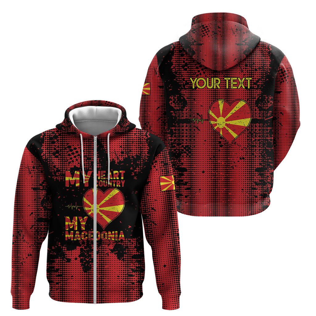 Personalised My Heart My Country My Macedonia Zip Hoodie Grunge Style