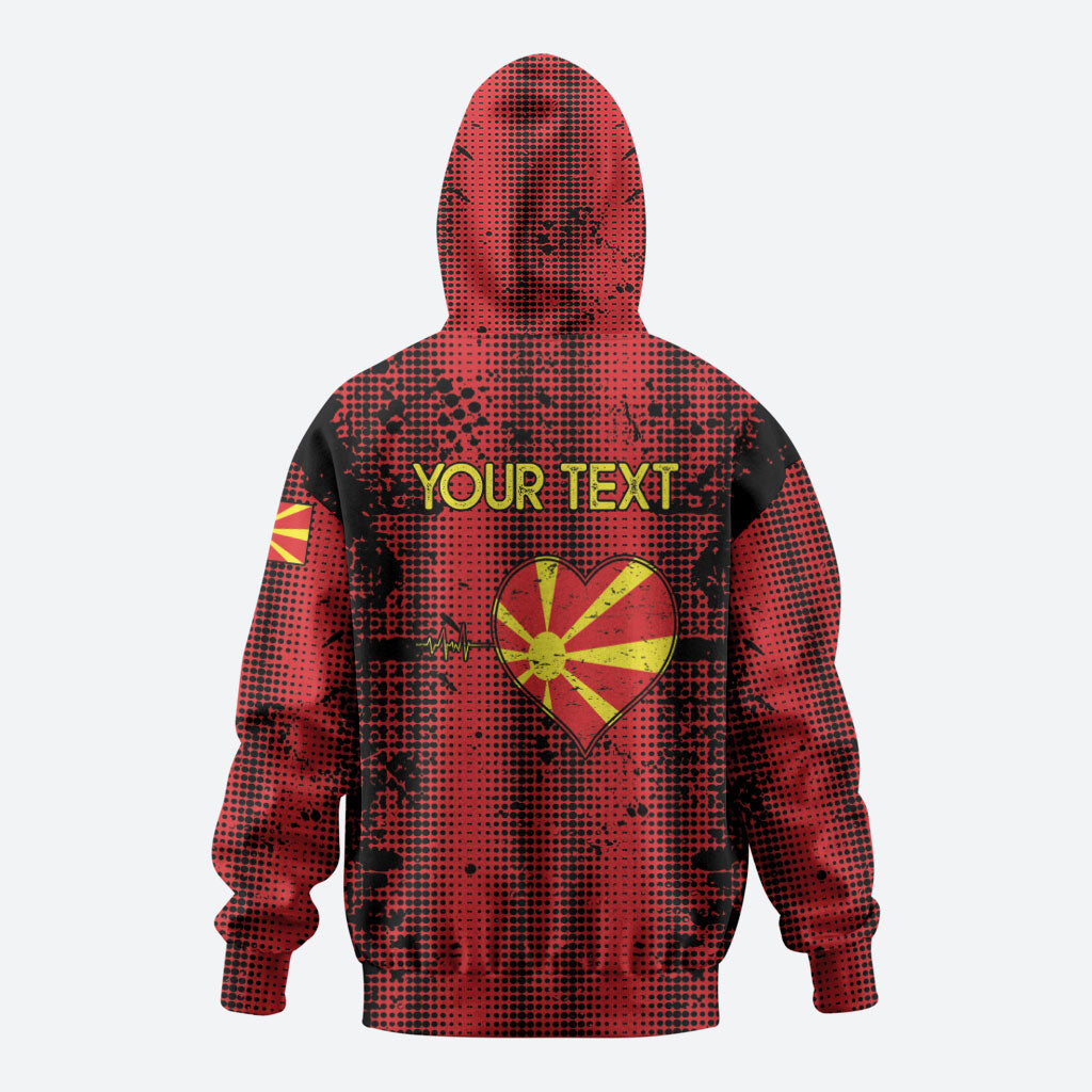 Personalised My Heart My Country My Macedonia Zip Hoodie Grunge Style