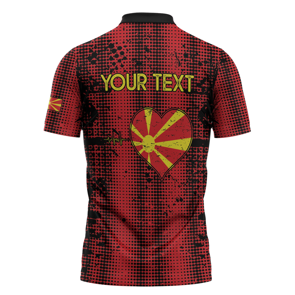 Personalised My Heart My Country My Macedonia Zipper Polo Shirt Grunge Style