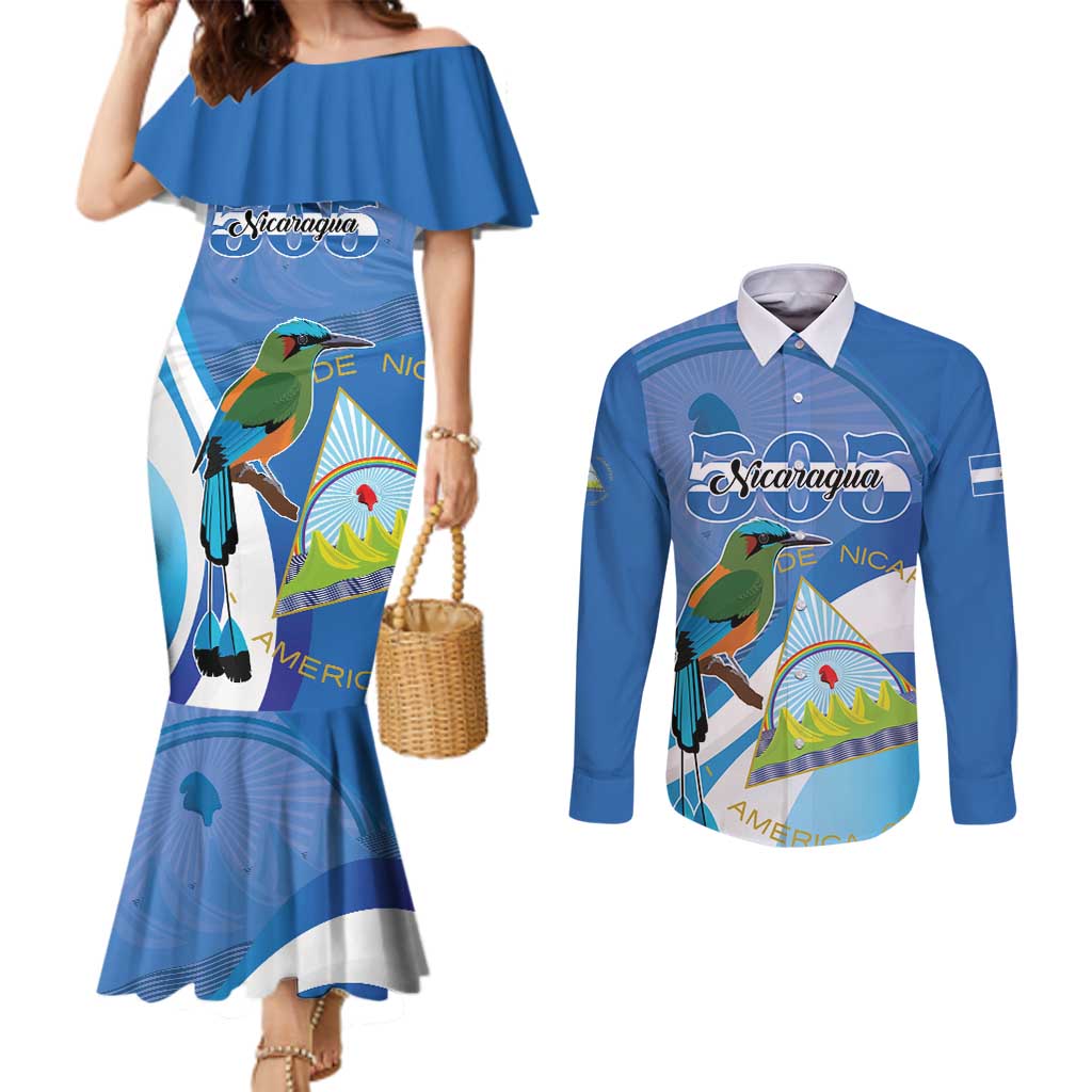 Nicaragua 505 Guardabarranco Couples Matching Mermaid Dress and Long Sleeve Button Shirt En Dios confiamos - Wonder Print Shop