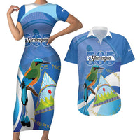 Nicaragua 505 Guardabarranco Couples Matching Short Sleeve Bodycon Dress and Hawaiian Shirt En Dios confiamos - Wonder Print Shop
