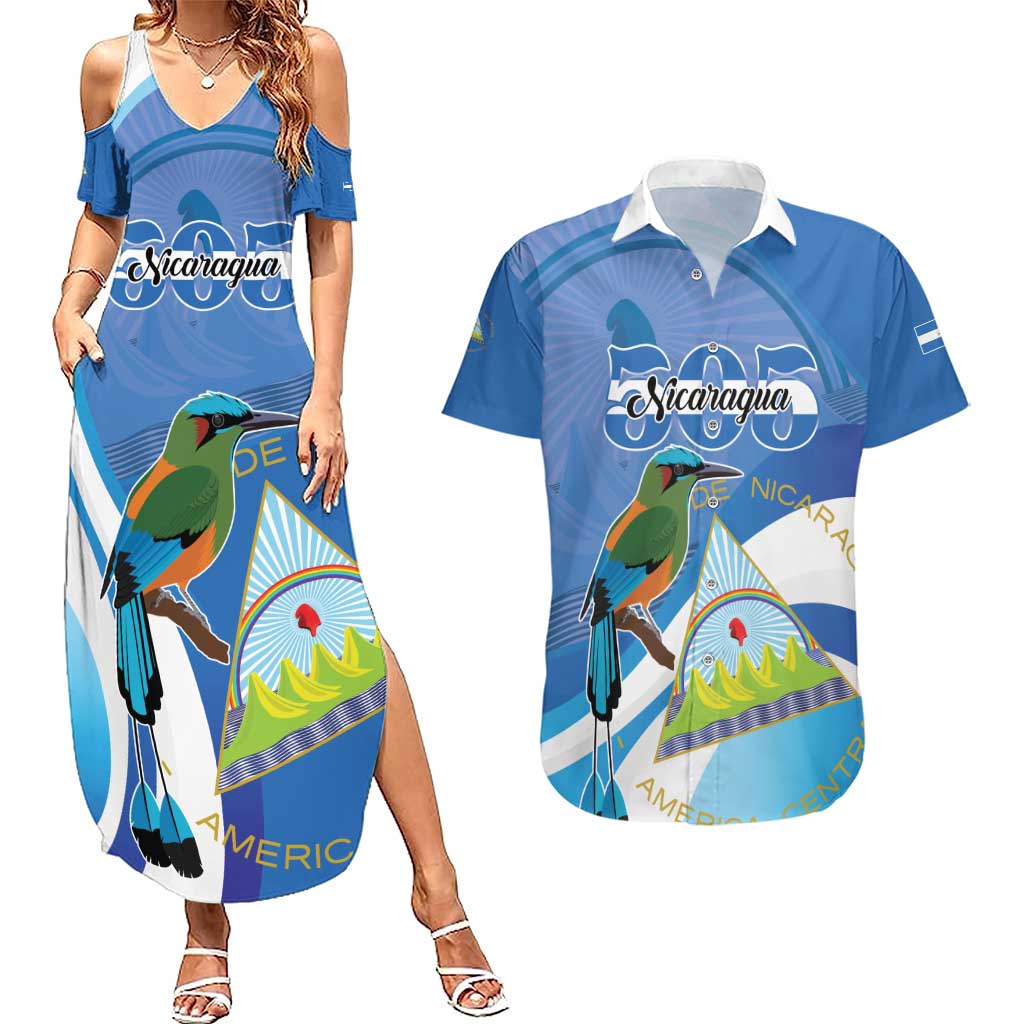 Nicaragua 505 Guardabarranco Couples Matching Summer Maxi Dress and Hawaiian Shirt En Dios confiamos - Wonder Print Shop