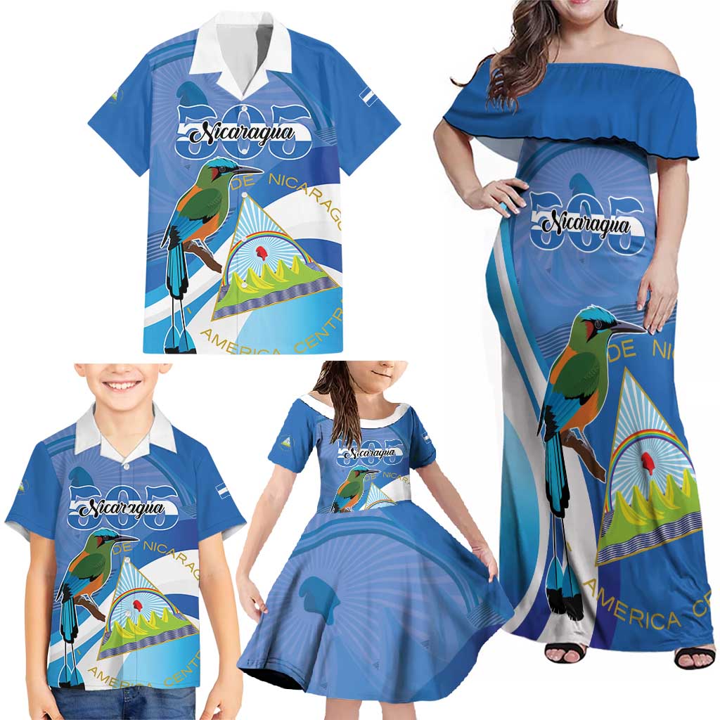Nicaragua 505 Guardabarranco Family Matching Off Shoulder Maxi Dress and Hawaiian Shirt En Dios confiamos - Wonder Print Shop