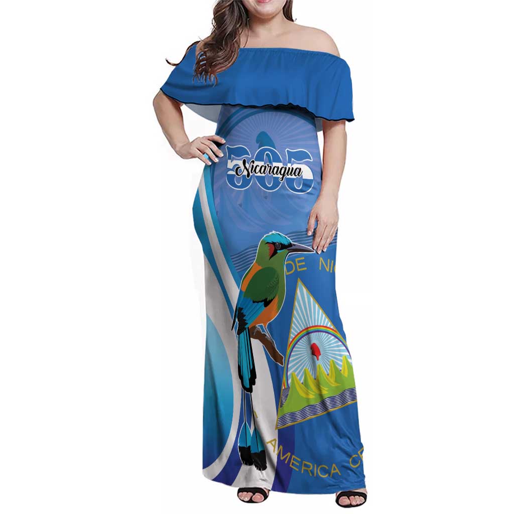 Nicaragua 505 Guardabarranco Family Matching Off Shoulder Maxi Dress and Hawaiian Shirt En Dios confiamos - Wonder Print Shop