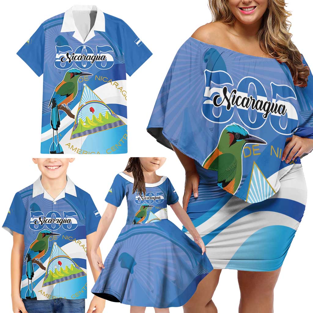 Nicaragua 505 Guardabarranco Family Matching Off Shoulder Short Dress and Hawaiian Shirt En Dios confiamos - Wonder Print Shop