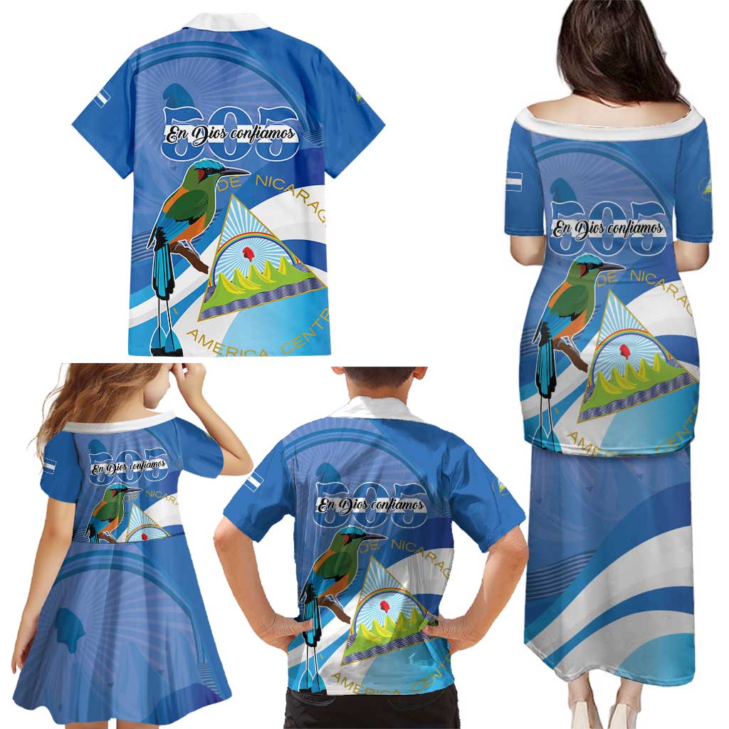 Nicaragua 505 Guardabarranco Family Matching Puletasi and Hawaiian Shirt En Dios confiamos - Wonder Print Shop