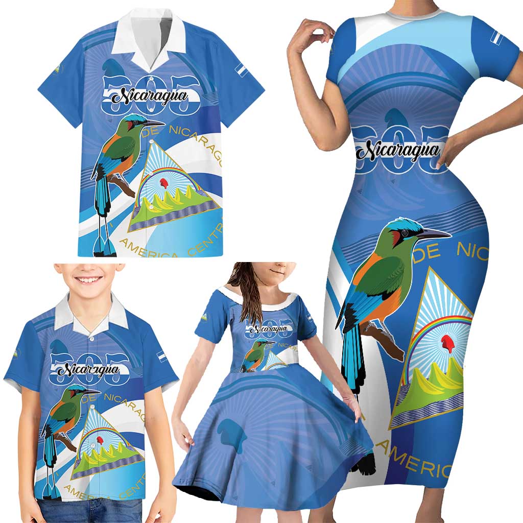 Nicaragua 505 Guardabarranco Family Matching Short Sleeve Bodycon Dress and Hawaiian Shirt En Dios confiamos - Wonder Print Shop