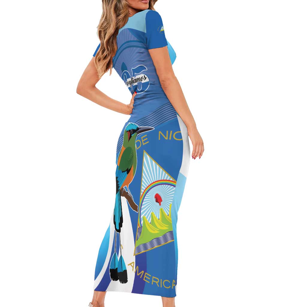 Nicaragua 505 Guardabarranco Family Matching Short Sleeve Bodycon Dress and Hawaiian Shirt En Dios confiamos - Wonder Print Shop