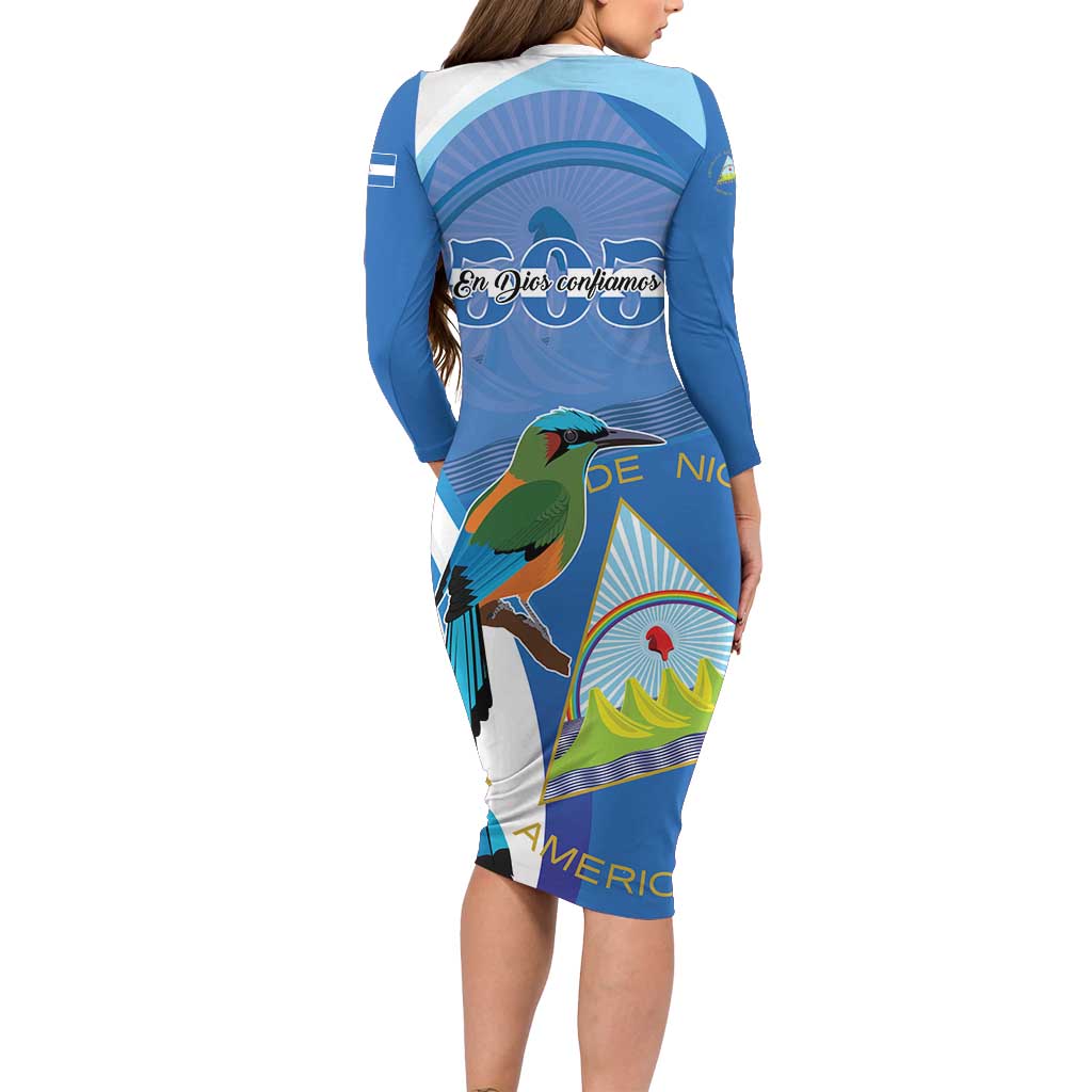 Nicaragua 505 Guardabarranco Long Sleeve Bodycon Dress En Dios confiamos - Wonder Print Shop