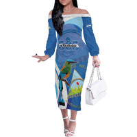 Nicaragua 505 Guardabarranco Off The Shoulder Long Sleeve Dress En Dios confiamos - Wonder Print Shop