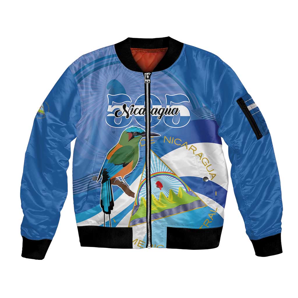 Nicaragua 505 Guardabarranco Sleeve Zip Bomber Jacket En Dios confiamos - Wonder Print Shop