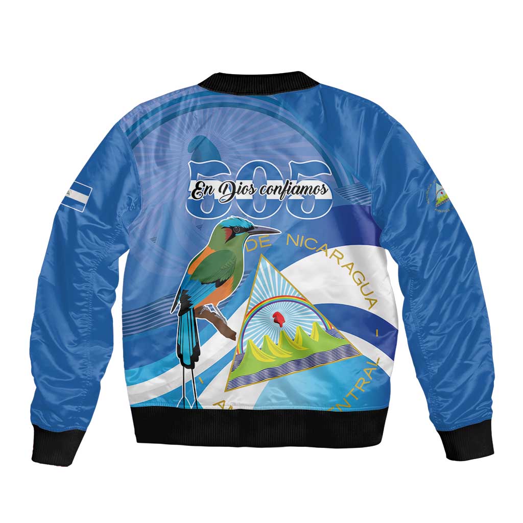 Nicaragua 505 Guardabarranco Sleeve Zip Bomber Jacket En Dios confiamos - Wonder Print Shop