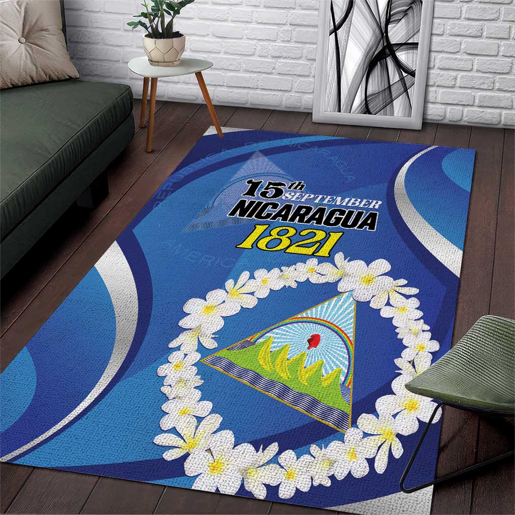 Nicaragua Independence Day 1821 Area Rug Plumeria Floral - Wonder Print Shop