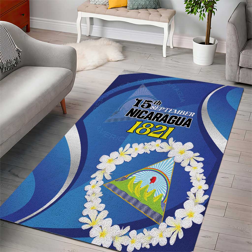 Nicaragua Independence Day 1821 Area Rug Plumeria Floral - Wonder Print Shop