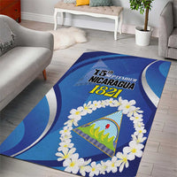 Nicaragua Independence Day 1821 Area Rug Plumeria Floral - Wonder Print Shop