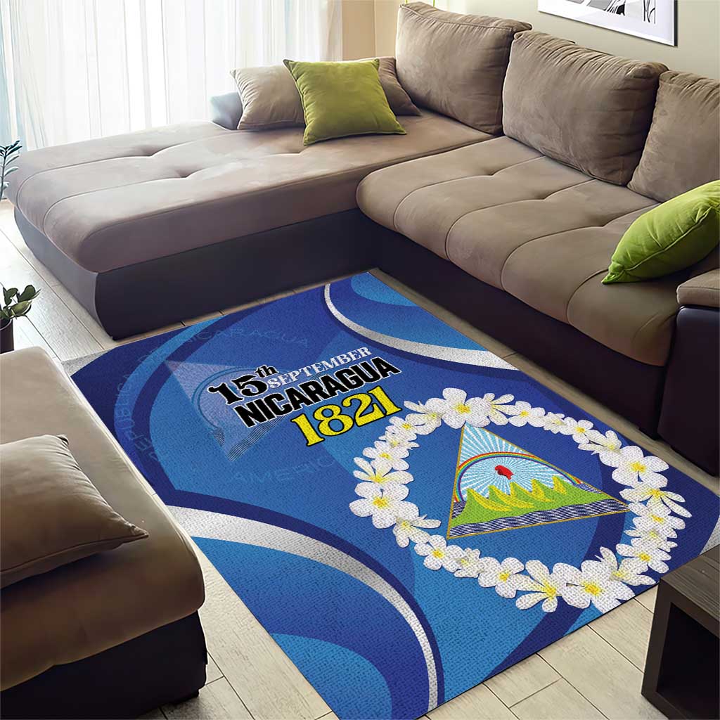 Nicaragua Independence Day 1821 Area Rug Plumeria Floral - Wonder Print Shop
