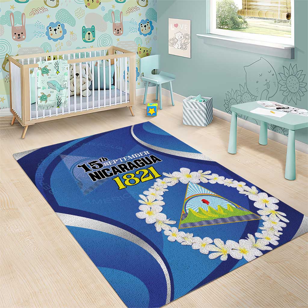 Nicaragua Independence Day 1821 Area Rug Plumeria Floral - Wonder Print Shop