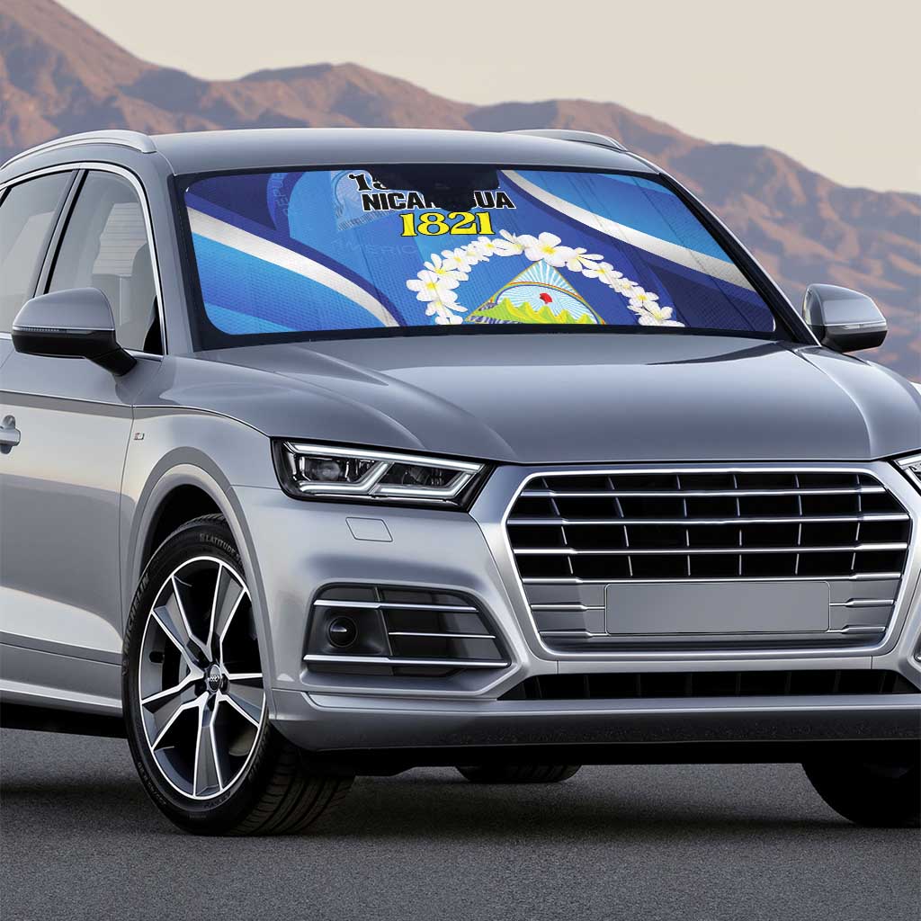 Nicaragua Independence Day 1821 Auto Sun Shade Plumeria Floral - Wonder Print Shop