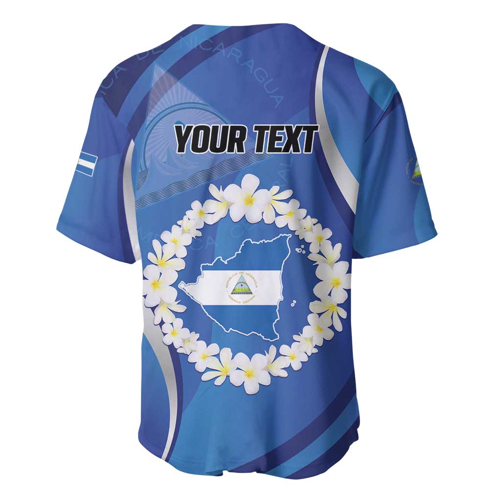 Personalized Nicaragua Independence Day 1821 Baseball Jersey Plumeria Floral - Wonder Print Shop