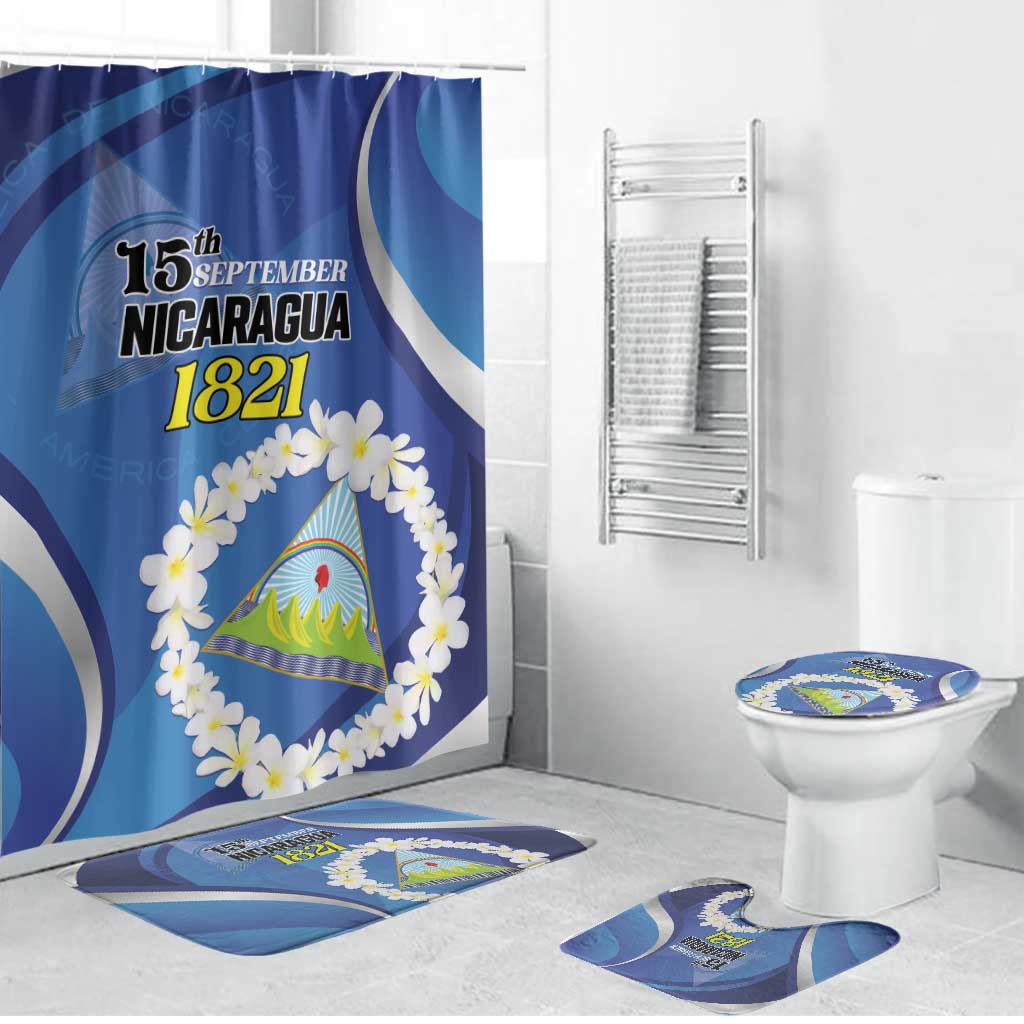 Nicaragua Independence Day 1821 Bathroom Set Plumeria Floral - Wonder Print Shop