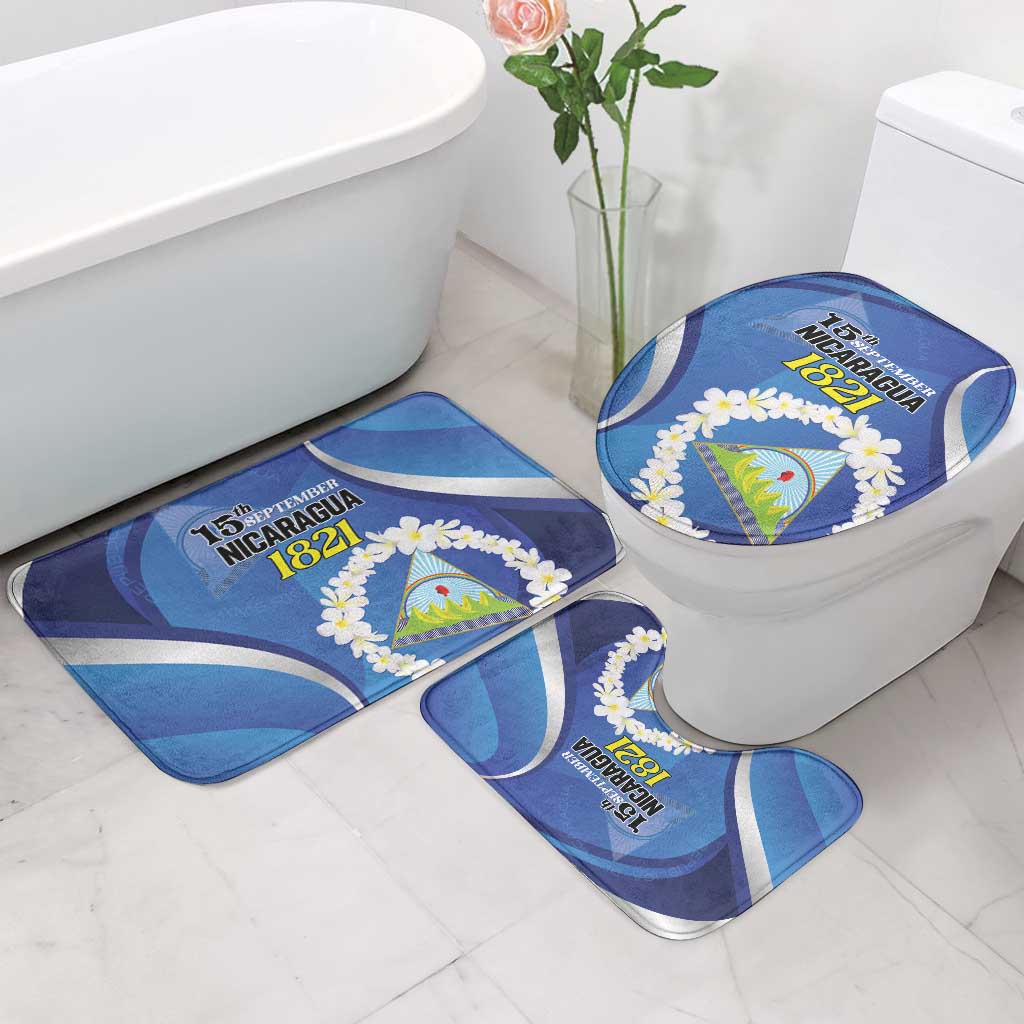 Nicaragua Independence Day 1821 Bathroom Set Plumeria Floral - Wonder Print Shop