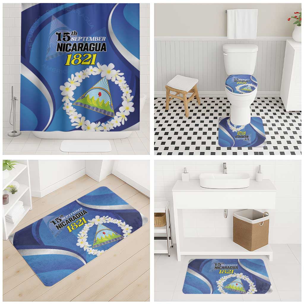 Nicaragua Independence Day 1821 Bathroom Set Plumeria Floral - Wonder Print Shop